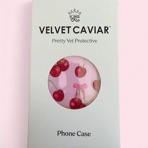 Velvet Caviar Pink Cherry and Bow Pattern IPhone 14 Pro Max Phone Case